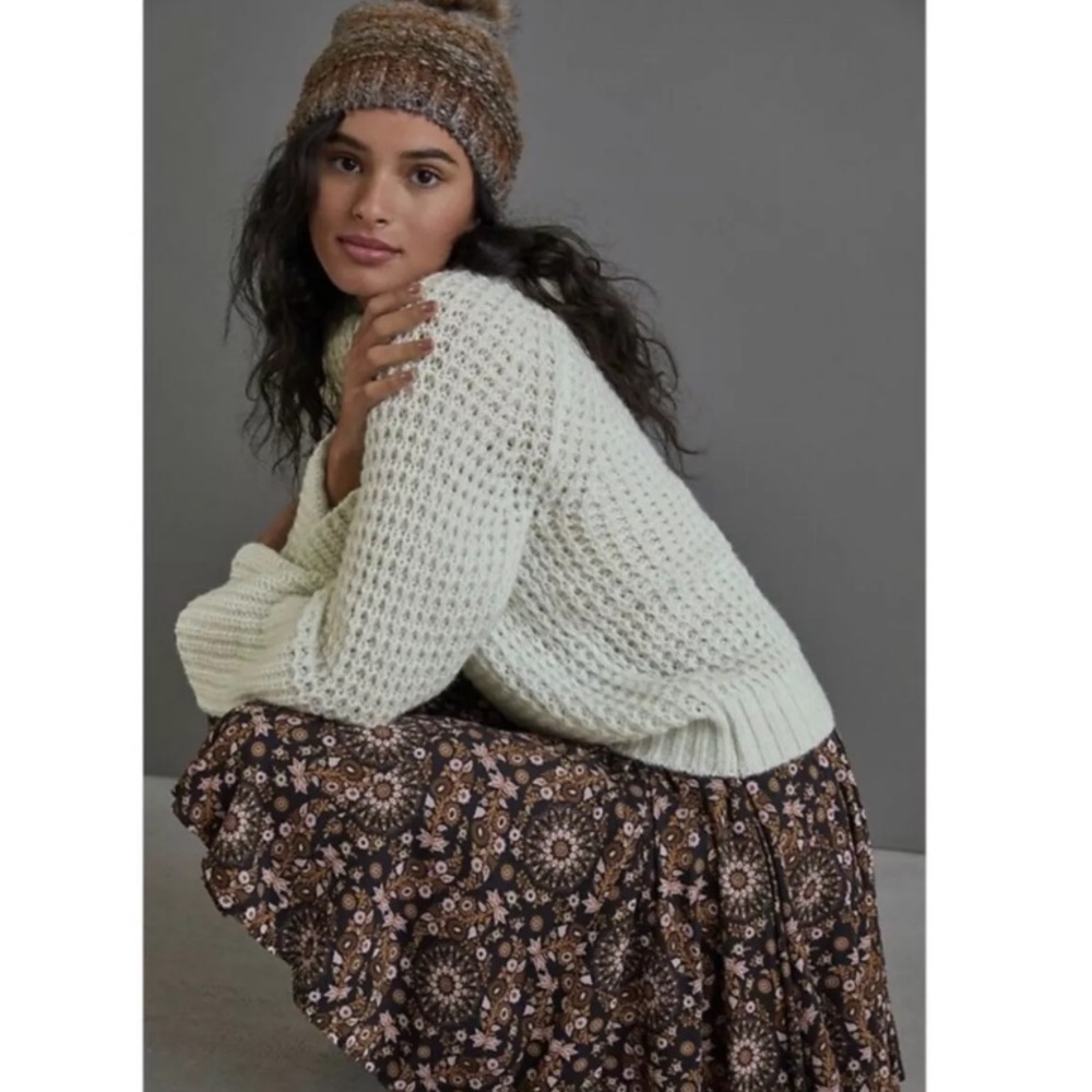NWT Maeve Anthropologie Dionne Waffle Knit Sweater - Picture 3 of 4